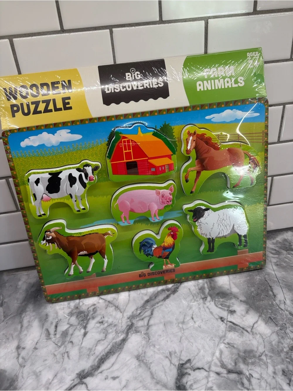 Wooden Farm Animal Puzzle - Colorful